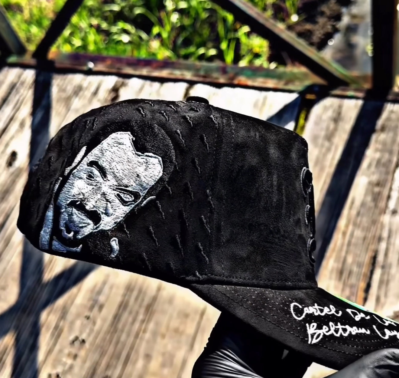 Los beltran leyva black suede snapback