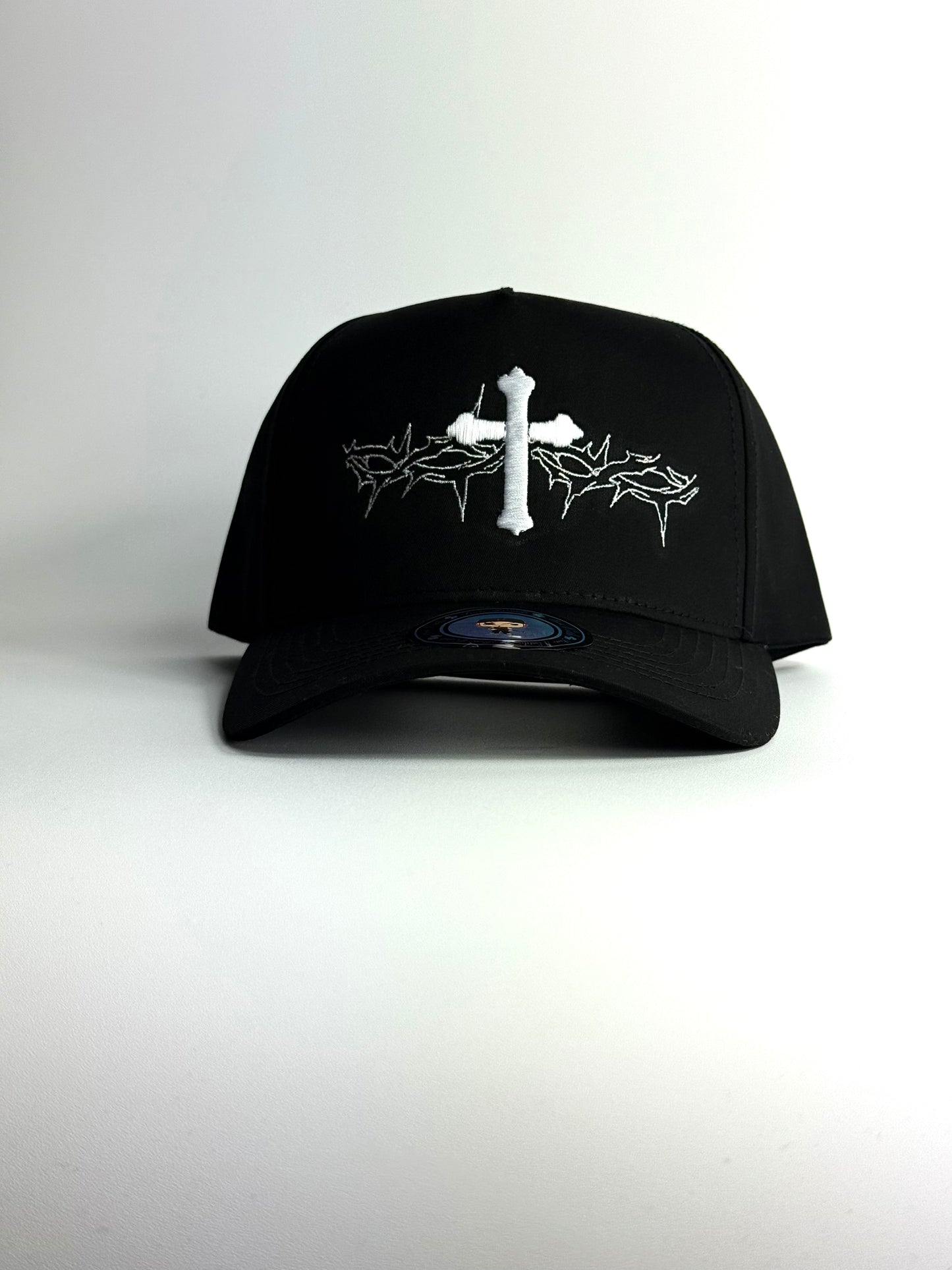 Cross with thorns black snapback