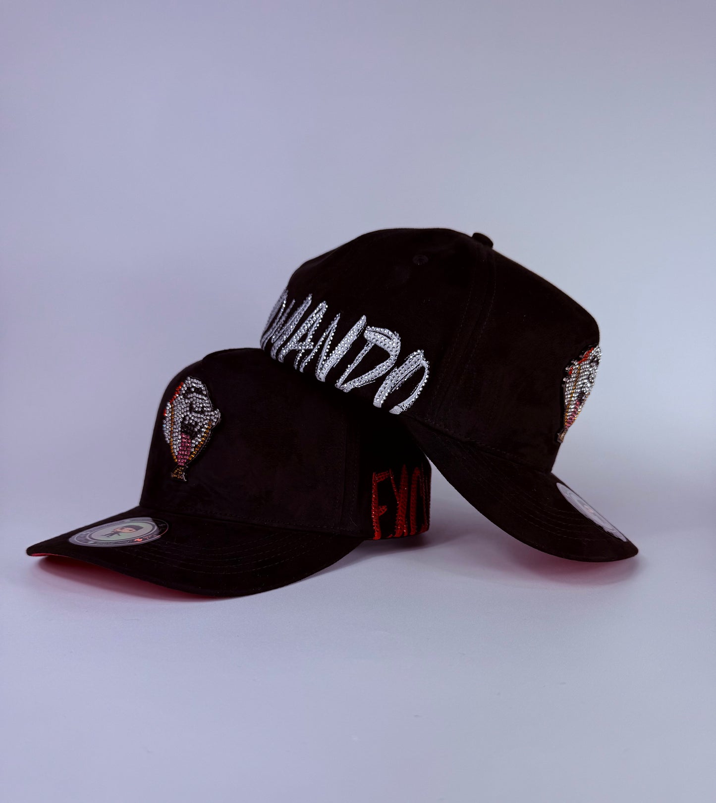 0. “EL BOO” black suede snapback