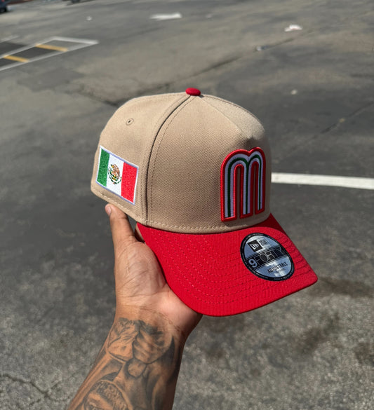 New era Khaki with red/green under brim snapback