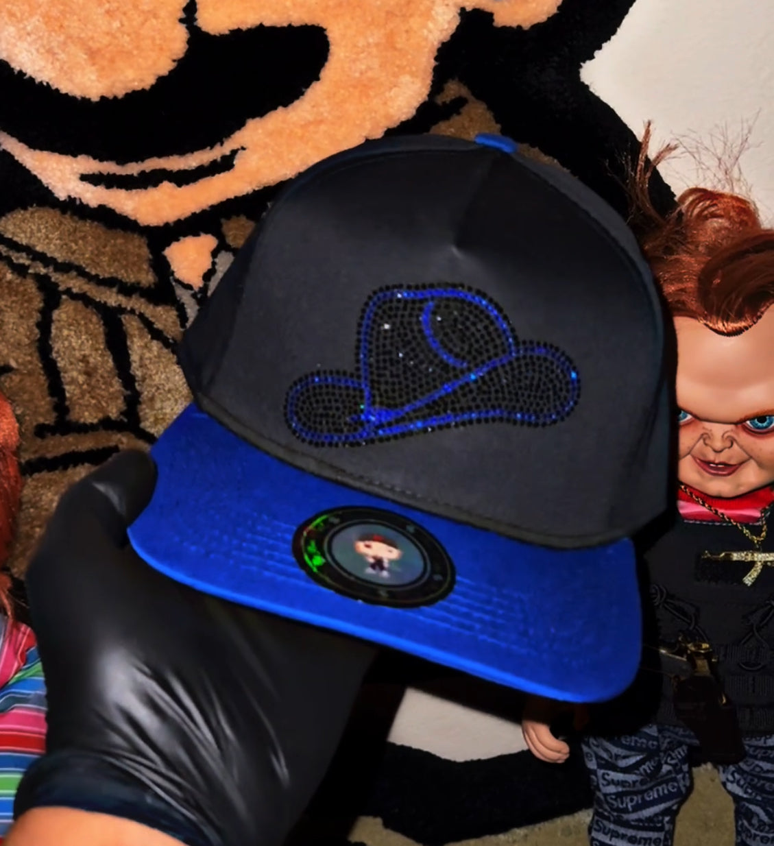 El sombrero azul adiamantado snapback black/blue