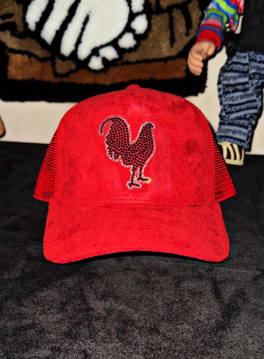 Gallo adiamantada red trucker suede hat