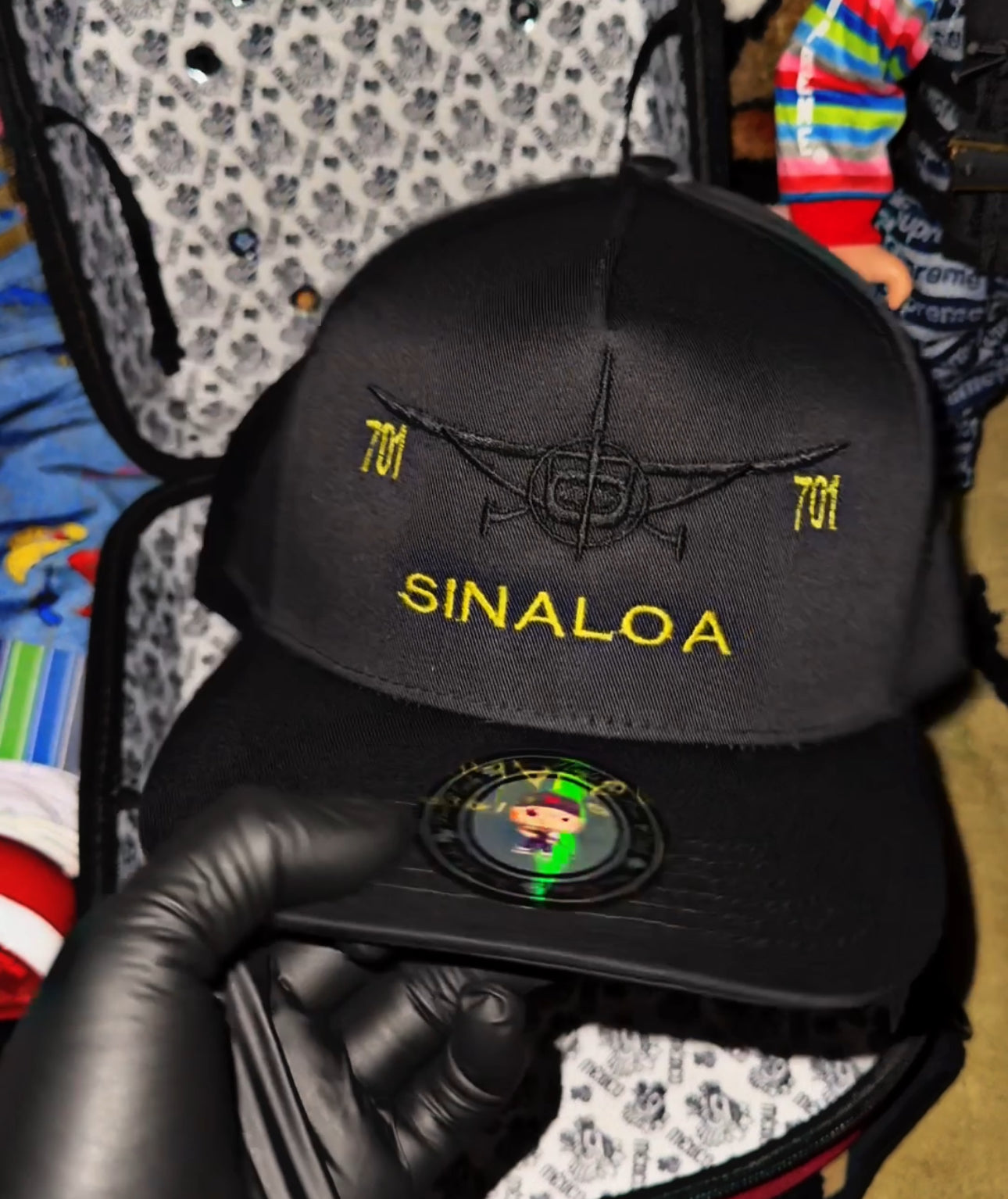 Piloto sinaloa 701 black snapback hat