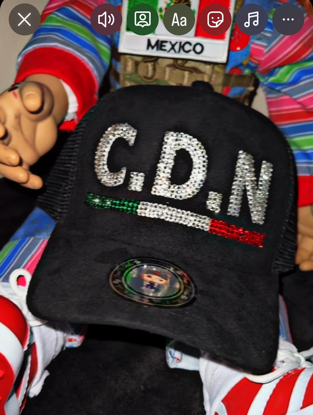 C.d.n adiamantada black suede trucker hat