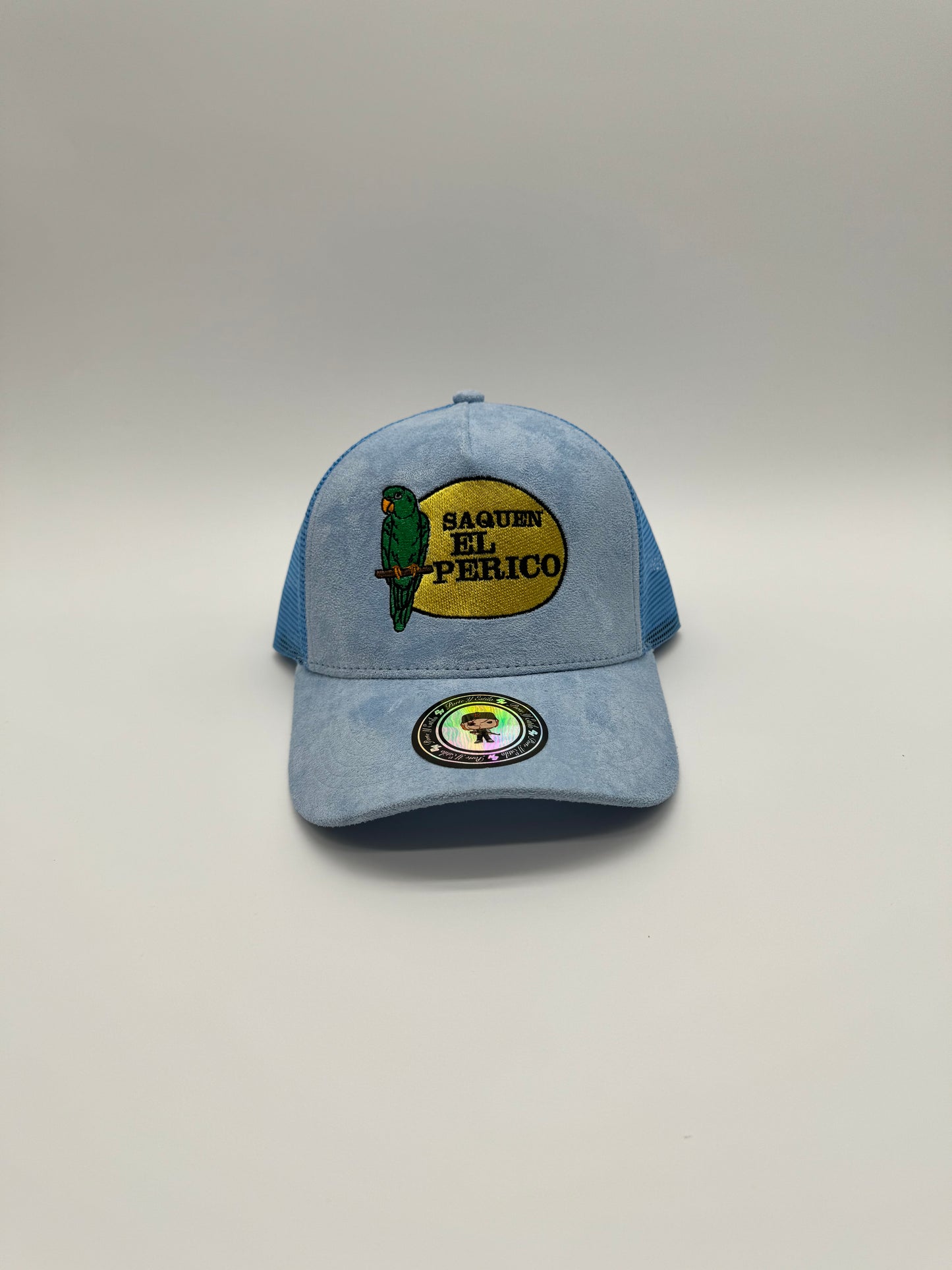 Saquen el perico azul cielo gorra gamuza