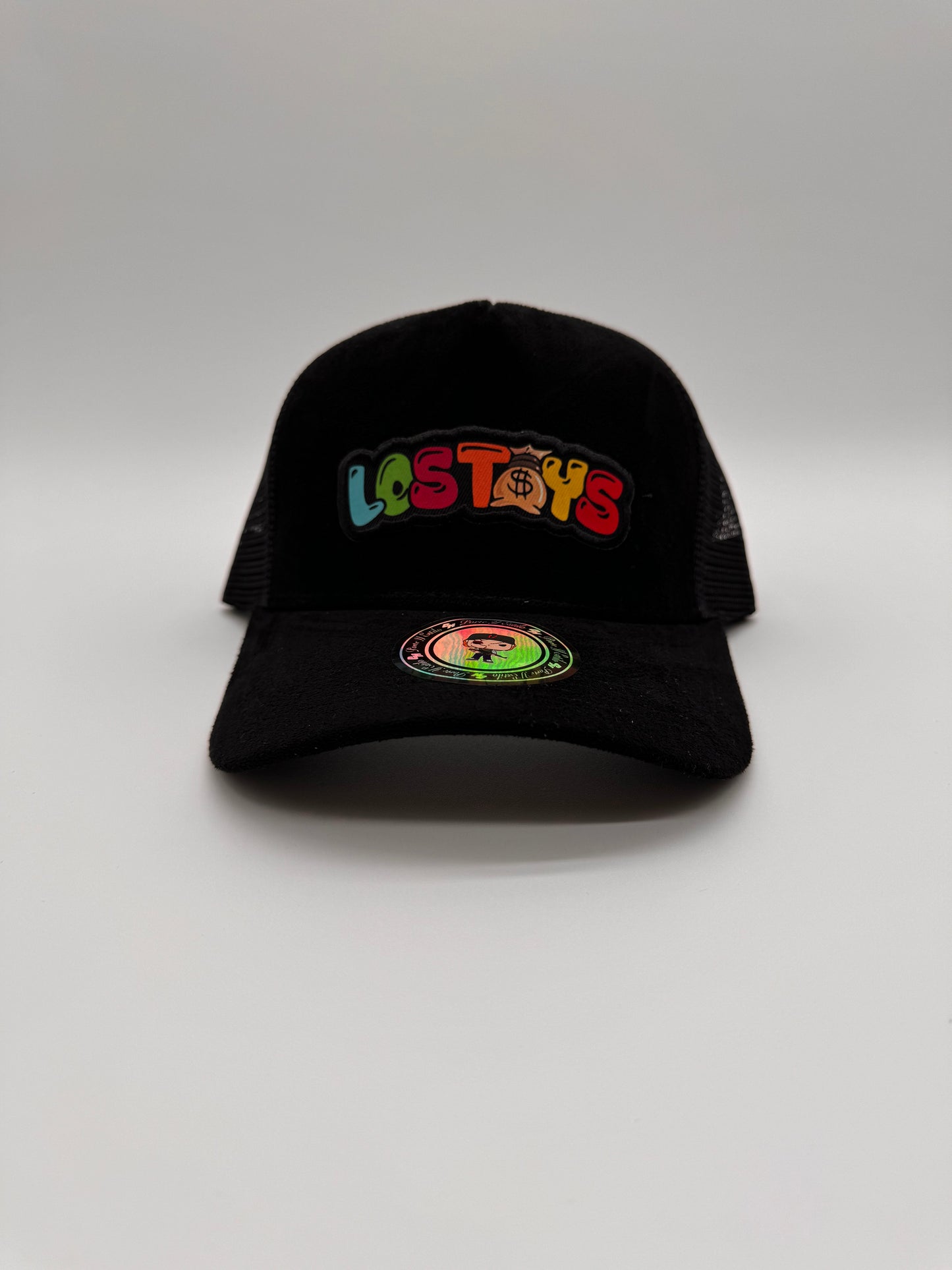 Los toys suede black trucker hat