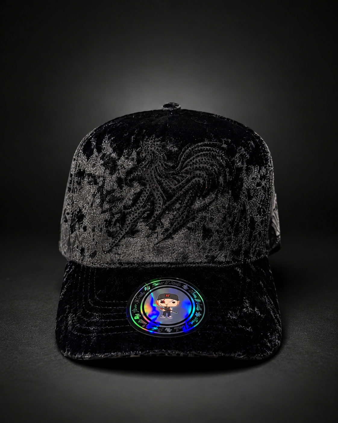 .“El De Las 4” black velvet snapback ⚠️Pre ventas/Pre orders⚠️‼️Read The hat Description‼️
