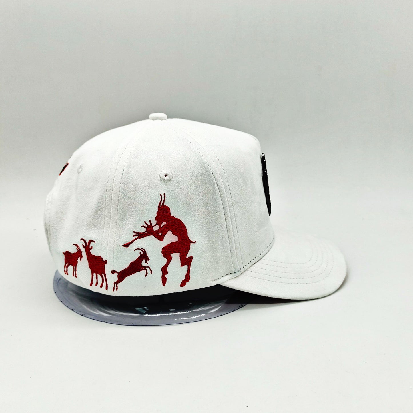 . LUCIFER white suede Snapback ⚠️Pre Orden ⚠️