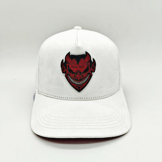 . LUCIFER white suede Snapback ⚠️Pre Orden ⚠️