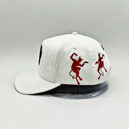 . LUCIFER white suede Snapback ⚠️Pre Orden ⚠️