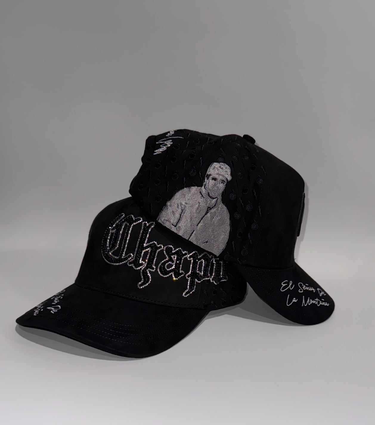 El chapo 701 adiamantada black snapback